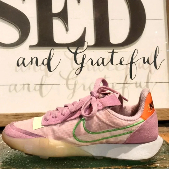 Nike Waffle Racer 2X Pink Green Wmns Sz 6 #CK6647 601 - Picture 3 of 10